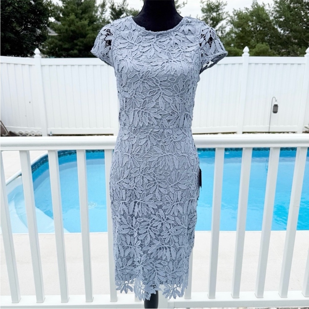 Lulus Right Sheer Right Now Periwinkle Blue Lace Bodycon Dress NEW Size Medium - Picture 3 of 16